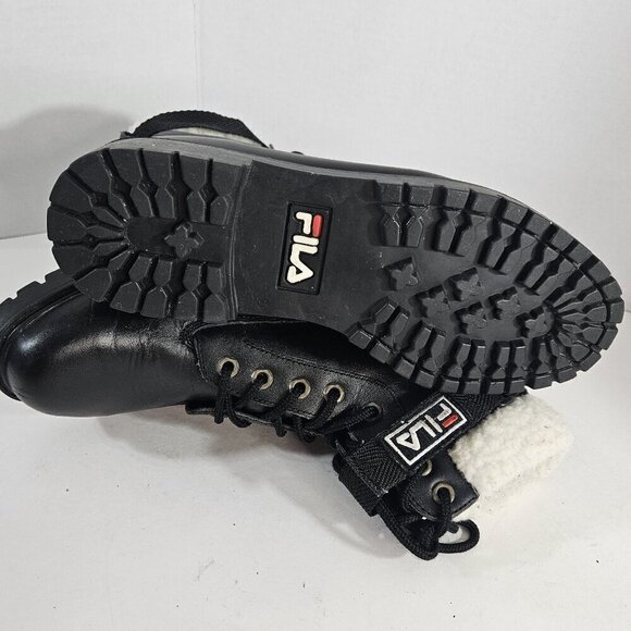 Fila Women's Disruptor Moto Biker Boots Black Leather Combat Style Size 9.5 - Picture 6 of 7
